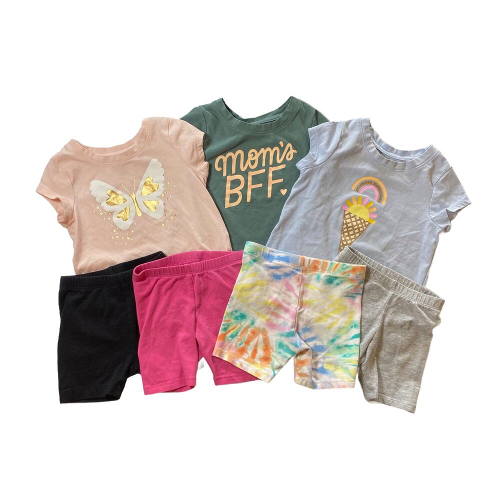 Toddler Girl Summer Bundle 3 Shirts and 4 Shorts 18M